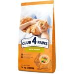 კლუბი 4 თათი მშრალი საკვები კატებისთვის კურდღლის ხორცით 14 კგ