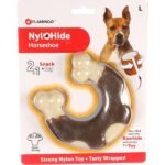 ძაღლის სათამაშო ნეილონის ტყავის ნალი ყავისფერი 12სმ/ Dog Toy Nylon Hide Horseshoe Brown 12cm