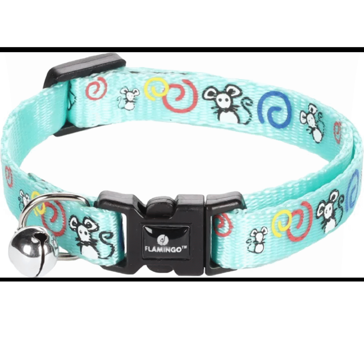 CAT COLLAR ZIGGI MOUSE MOTIF TURQUOISE 20-35CM 10MM - Image 1