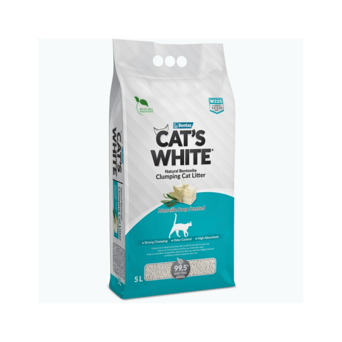 Cat's White  5LT W225 MARSILLA SOAP PERFUMED - კატის ქვიშა მარსელის საპნის არომატით - Image 1