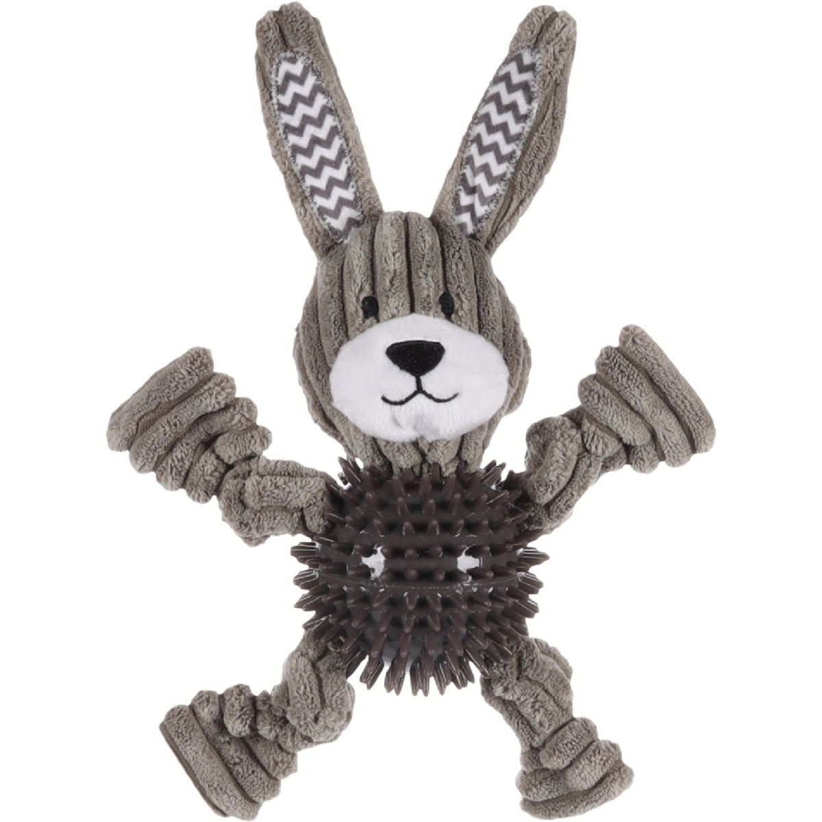 DT GOMMY RABBIT CORDUROY + TPR BALL GREY 27CM - Image 1
