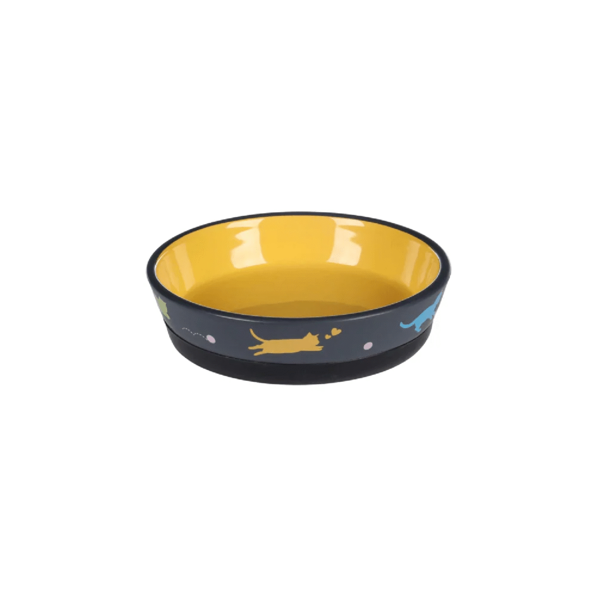 FEEDING AND DRINKING BOWL CAT RANI CERAMIC YELLOW ROUND ANTISLIP 320ML 14,5x3,5CM - Image 1