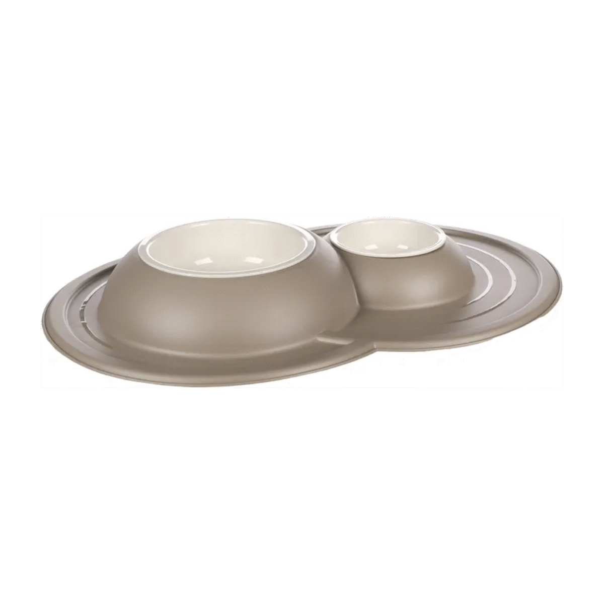 FEEDING AND DRINKING BOWL MAICO DUO DINNER TAUPE 0,2/0,6L DIAMETER 9,5/13,5CM 48x32,5x5,5CM  პლასმასის ორმაგი ჯამი - Image 1