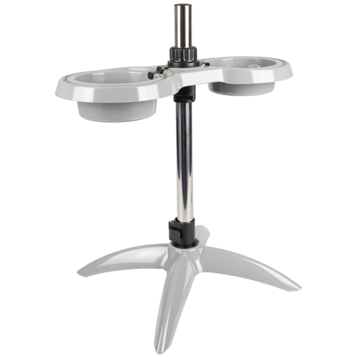 FOOD BOWL STAND SUVI S GREY 600ML & 800ML 	პლასმასის ორმაგი თასი სადგამით ნაცრისფერი - Image 1