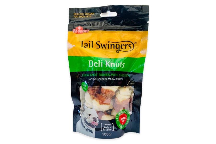 საღეჭი ძვლები ქათმის ხორცით 100გრ / Tailswingers Deli knots-rawhide with chicken 100 gr - ZooLife.ge