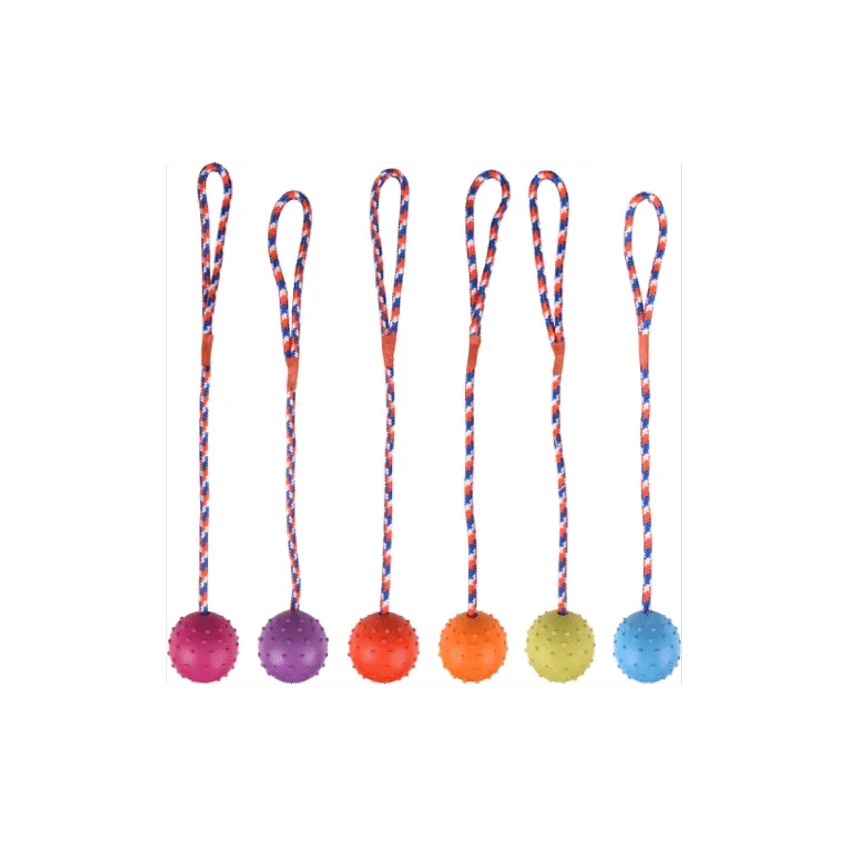 RUBBER BALL 5,5 CM WITH BELL ON ROPE ASSORTIMENT - Image 1