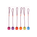 RUBBER BALL 5,5 CM WITH BELL ON ROPE ASSORTIMENT