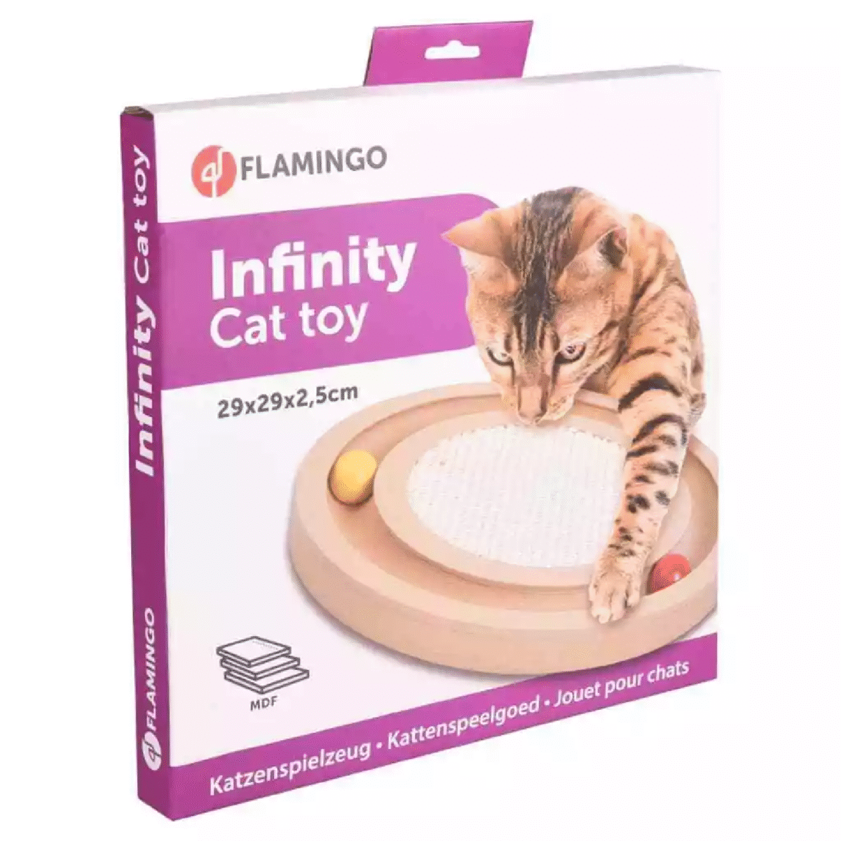 WOODEN SCRATCHER INFINITY კატის სათამაშო/საფხაჭნი ბურთებით - Image 1