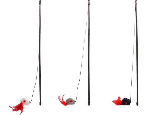 CT EKSA CAT DANGLER WITH MOUSE MULTI 50CM DISPLAY ASSORTMENT სათამაშო კატებისთვის ჯოხზე
