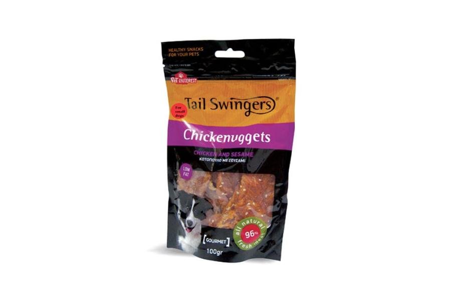 პატარა ნაგეთსები ქათმით და სეზამით 100გრ / Tailswingers small bites nuggets chicken&sesame 100 gr - ZooLife.ge