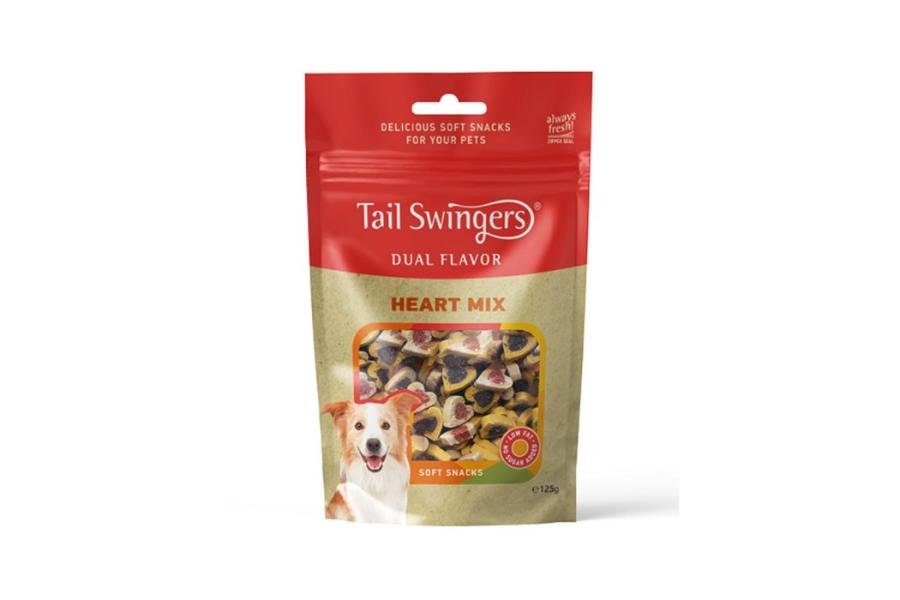 რბილის სასუსნაო ორმაგი არომატით ხორცი და თევზის მიქსი 125გრ / Tailswingers dual flavor soft heart mix 125gr - ZooLife.ge