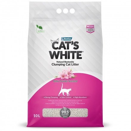 Cat's White 10LT W225 BABY POWDER PERFUMED - კატის ქვიშა ბავშვის პუდრის არომატით