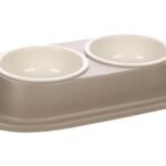 FEEDING AND DRINKING BOWL ILKO DUO DINNER TAUPE 2x0,2L DIA 9,5CM 31x19,5x4CM პლასმასის ორმაგი ჯამი