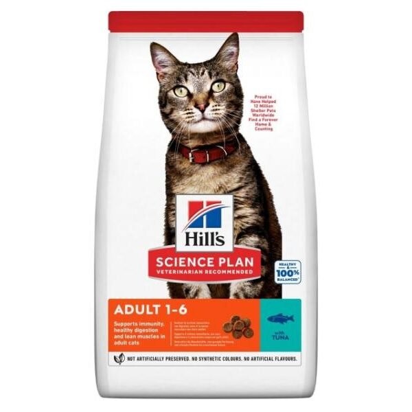 ჰილსი კატის მშრალი საკვები თინუსით 10კგ / Hill's Science Plan Adult Cat Food with Tuna 10kg