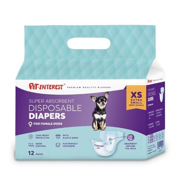 საფენები ძუ ძაღლებისთვის XS 1-2.5 კგ 12ც / Pet diapers female  size: xs 1-2.5kg 12pc