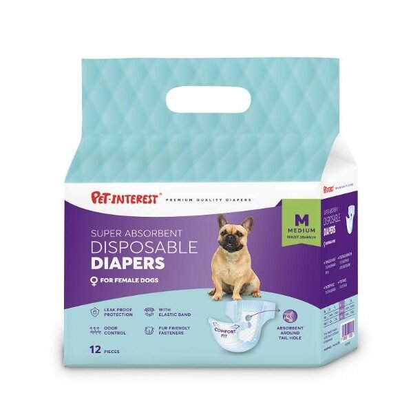 საფენები ძუ ძაღლებისთვის M 4-9 კგ 12ც / Pet diapers female  size: M 4-9kg 12pc