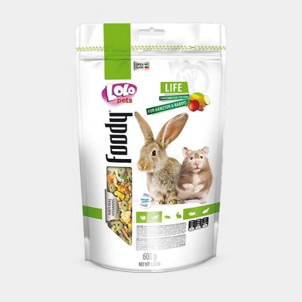 ზაზუნის და კურდღლის საკვები 600გრ / Foody Life fruit food for hamsters and rabbits 600gr