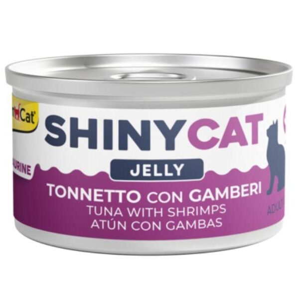 GimCat თინუსი კრევეტებით ჟელეში  70 გრ / GimCat ShinyCat Tuna with Shrimps 70gr