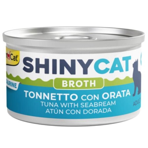 GimCat თინუსი და ზღვის კაპარჭინა ბულიონში 70 გრ / GimCat ShinyCat broth Tuna with Seabream 70gr