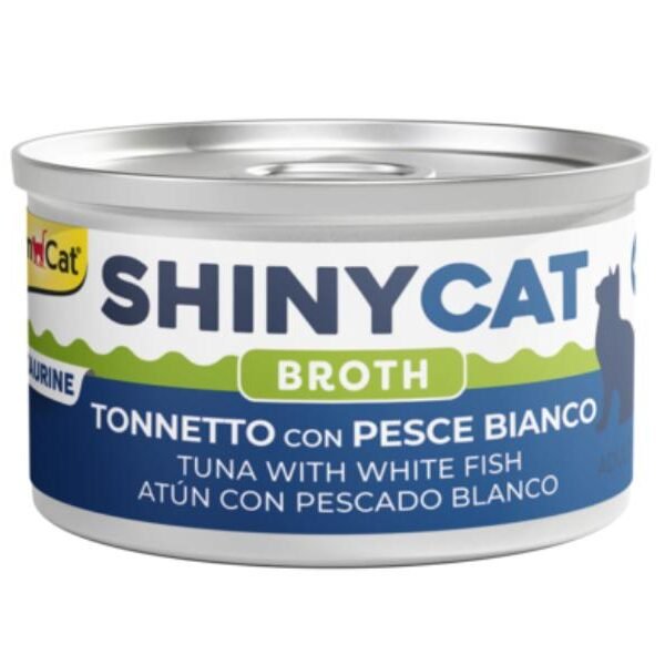 GimCat თინუსი თეთრი თევზით ბულიონში 70 გრ / GimCat ShinyCat broth Tuna with White fish 70gr