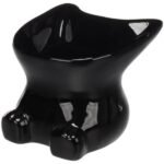 საკვებისა და სასმელის კერამიკის თასი შავი 11x11x12სმ - 120ml / Feeding and drinking bowl Doby Black L :11cm x W:11cm x  H:12cm - 120ml