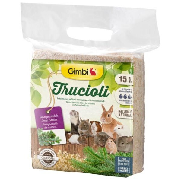 ხის ნახერხი მღრღნელებისთვის 15ლ / GIMBI Wood Shavings litter for rodent 15L