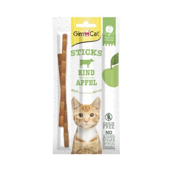 GimCat ჩხირები ძროხის ხორცით და ვაშლით 3ც / GimCat Sticks Beef & Apple 3pcs