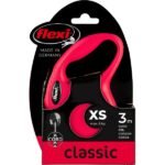 Flexi – ძაღლის სატარებელი რულეტკა წითელი XS 3მ 8კგ / Flexi Retractable leash Classic Cord Red XS 3m 8kg