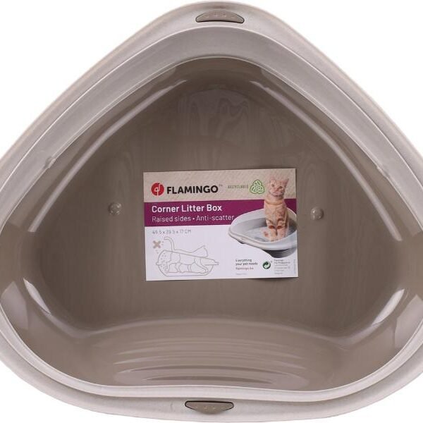 კატის ტუალეტის ყუთი - კუთხის S 49,5x39,5x17სმ / Cat Litter Box - Corner Sadio Taupe S 49.5x39.5x17cm