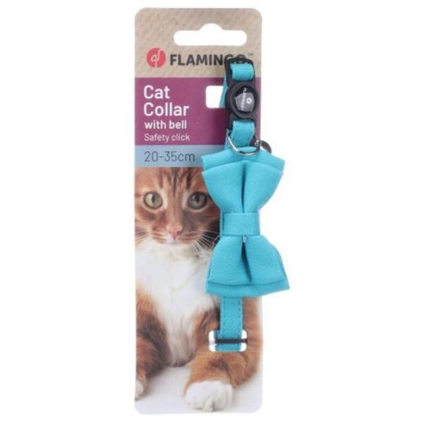 კატის საყელო ბაფთით - ცისფერი 20-35სმ 10მმ / Cat Collar with bow tie Lomi Light blue 20-35cm 10mm