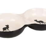 საკვებისა და სასმელის ორმაგი თასი  შავ-თეთრი145მლ - ∅ 11სმ / Feeding and drinking bowl Combo Nala Black & White 145ml - ∅ 11cm