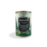 ძაღლის საკვები - დაკონსერვებული გარეული ღორის, ძროხის ხორცი და ყავისფერი ბრინჯი 400გრ / Naturest gourmet forest Wild Boar, Beef&Brown Rice 400 gr