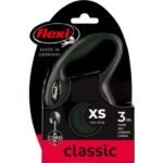 Flexi – ძაღლის სატარებელი რულეტკა თოკით - შავი  XS 3მ 8კგ / Flexi Retractable leash Classic Cord Black XS 3m 8kg