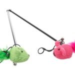 კატის სათამაშო ვერა, ჩამოკიდებული თაგვით ვარდისფერი/მწვანე  46სმ / Toy Vera Dangler with mouse Multiple colours 46cm