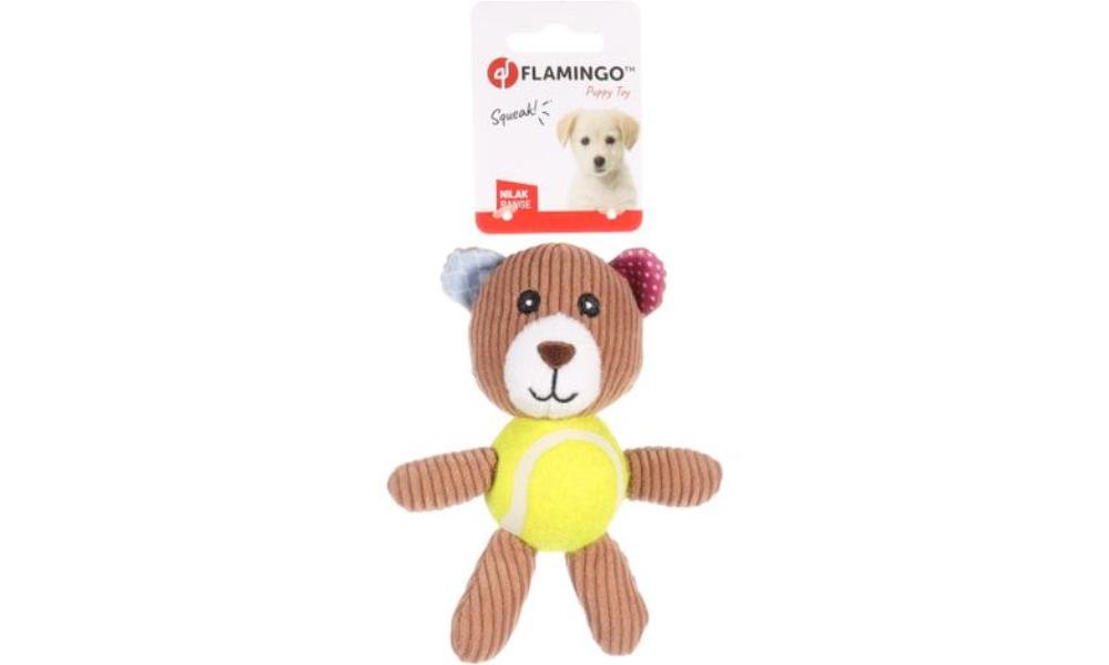 ძაღლის სათამაშო დათვი+ჩოგბურთის ბურთით 15სმ / Toy Puppy Nilak Bear with tennis ball Mix 15cm - ZooLife.ge