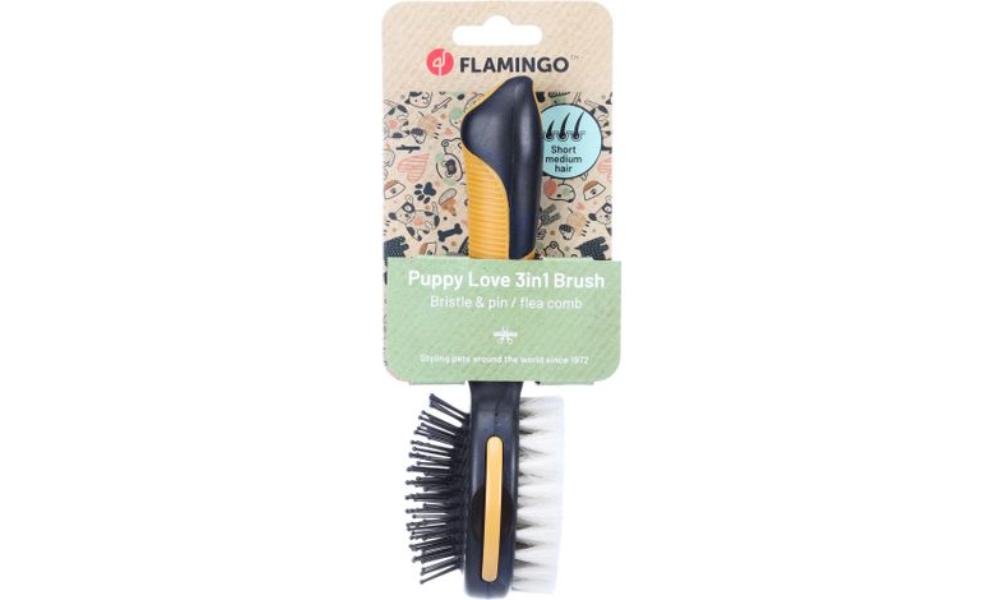 3-1-ში ჯაგრისი&სავარცხელი&რწყილების სავარცხელი ლეკვებისთვის  / Brush & Pin brush & Flea comb Puppy 3in1 - ZooLife.ge