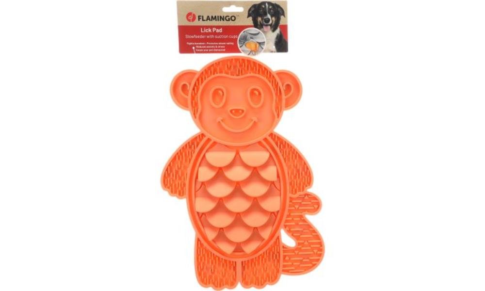 სილიკონის დაფა სნექებისთვის სუმუ მაიმუნი - სტაფილოსფერი 40x28სმ / Lick pad Sumu monkey Orange 40x28cm - ZooLife.ge