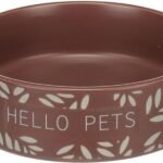საკვებისა და სასმელის კერამიკის თასი კურდღლებისთვის ყავისფერი 13x4სმ 330მლ / Feeding and drinking bowl Rabbit Leafs Round Brown 13x4cm 330ml