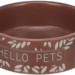 საკვებისა და სასმელის კერამიკის თასი ზაზუნებისთვის ყავისფერი 8,5x3სმ 100მლ / Feeding and drinking bowl Hamster Leafs Round Brown 8,5x3cm 100ml