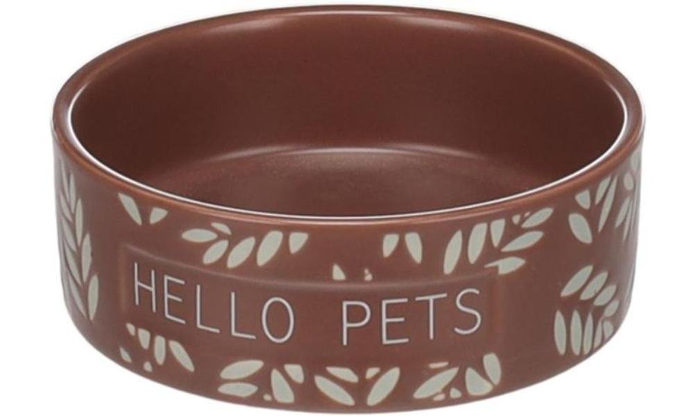 საკვებისა და სასმელის კერამიკის თასი ზაზუნებისთვის ყავისფერი 8,5x3სმ 100მლ / Feeding and drinking bowl Hamster Leafs Round Brown 8,5x3cm 100ml - ZooLife.ge