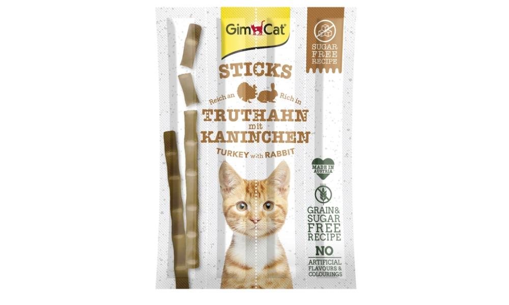 4002064420530 GimCat-ის ჩხირები ინდაურის და კურდღლის ხორცით 4ც / GimCat sticks turkey&rabbit 4 pcs. - Image 1