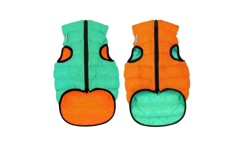 4823089305318 ორმხრივი ქურთუკი პატარა და საშუალო ძაღლებისთვის Airy Vest Lumi ღია მწვანე - ნარინჯისფერი M 50 / Dog jacket AiryVest Lumi reversible, glows in the dark, light green-orange size M 50, - Image 1