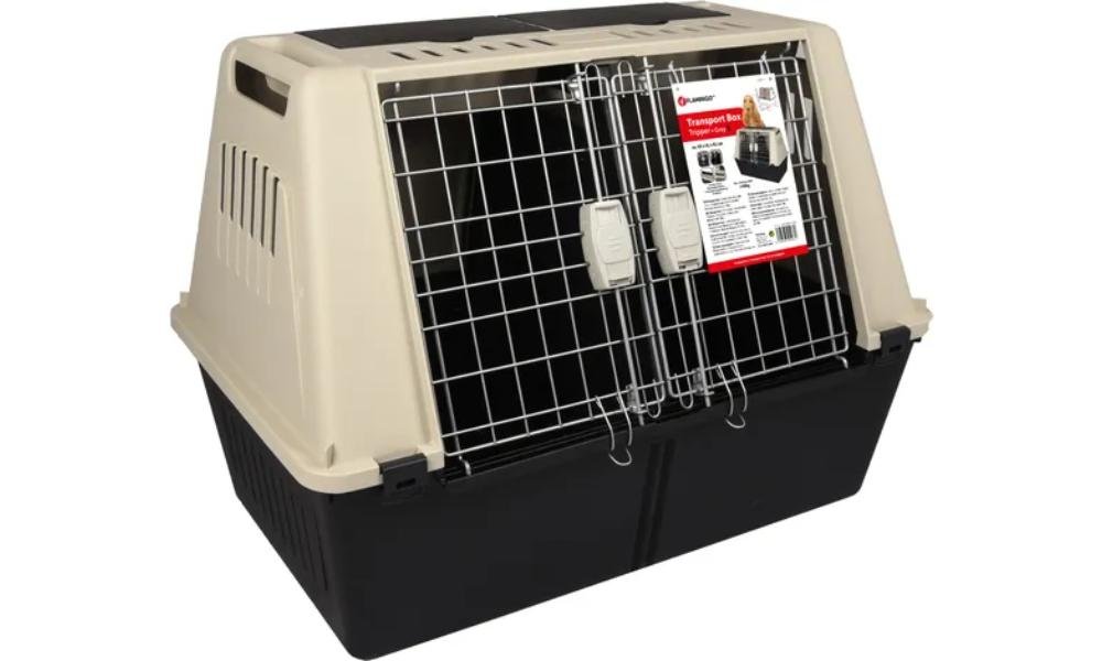 5400585095623 (1) ცხოველის გადასაყვანი კონტეინერი - ნაცრისფერი-კრემისფერი L 51x82x61სმ /Transport cage Tripper Dark grey L 51x82x61CM - Image 1
