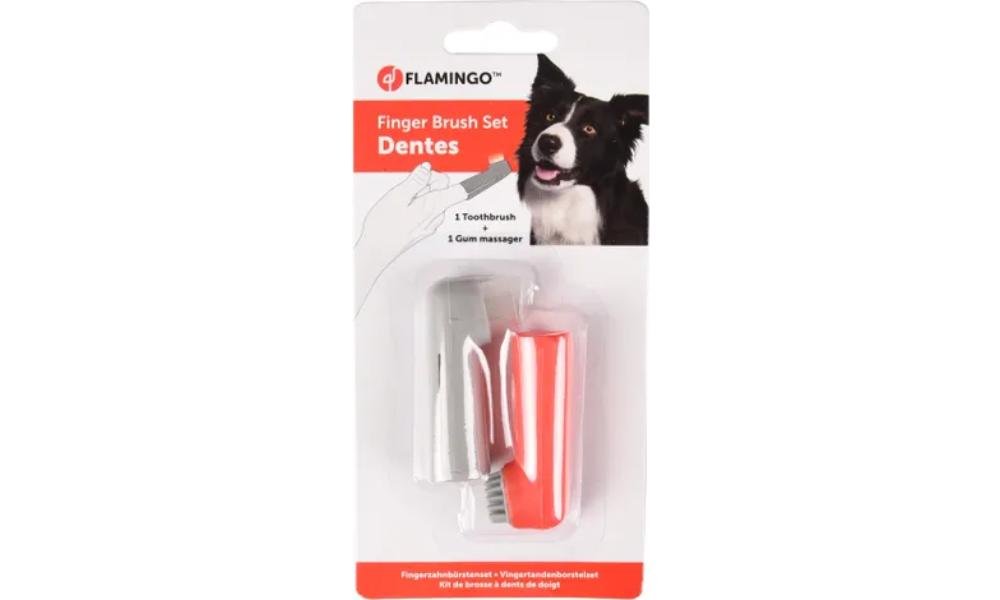 თითის კბილის ჯაგრისი ძაღლებისთვის 1.7x2.5x6 სმ / Finger toothbrush Dentes 1.7x2.5x6cm - ZooLife.ge