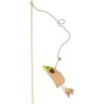 კატის სათამაშო თაგვი ჯოხზე - ღია ყავისფერი 41სმ / Cat Toy Juty Dangler with mouse Light brown 41cm