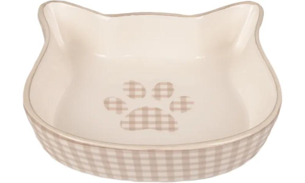 საკვებისა და სასმელის კერამიკის თასი - კრემისფერი/თეთრი 220მლ / Feeding and drinking bowl Mylo Beige & White 220ml - ZooLife.ge