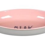 საკვებისა და სასმელის თასი ღია ნაცრისფერი/ვარდისფერი 275მლ / Feeding and drinking bowl Nell Oval Light grey & Pink 275ml