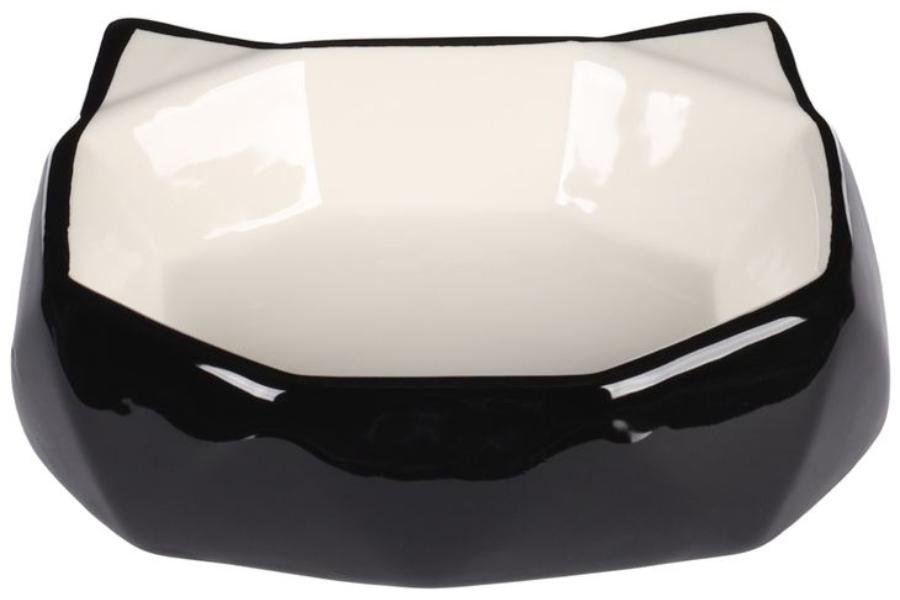 საკვებისა და სასმელის თასი შავი/თეთრით 180მლ / Feeding and drinking bowl Kubo Black & White 180ml - ZooLife.ge