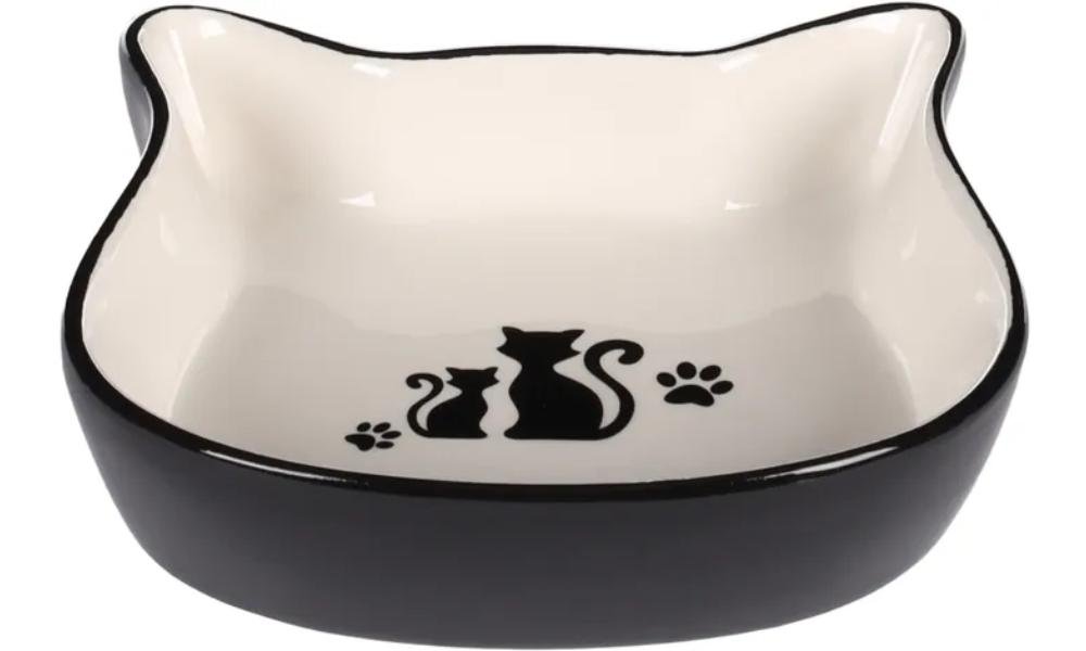 საკვებისა და სასმელის თასი შავი/თეთრი 250მლ / Feeding and drinking bowl Nona Black & White 250ml - ZooLife.ge