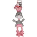 ძაღლის სათამაშო პიენო კურდღელი თოკით, ნაცრისფერი 42სმ / Dog Toy Pieno Rabbit with rope Grey 42cm